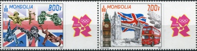 Монголия. 2012. XXX летние Олимпийские игры,  Лондон 2012 (Сцепка. MNH OG)