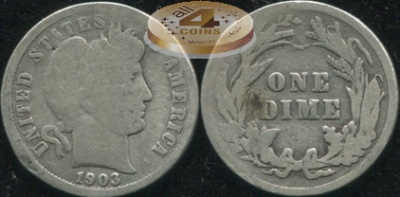 США. 10 центов (Дайм). 1903 (G. Серебро)