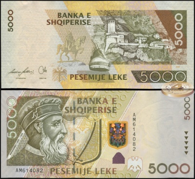 Албания. Банкнота 5000 леков. 2007(2009). Unc. Бумага. Кат.# P.75a