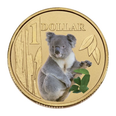 Австралия. 1 доллар. 2008. Коала. (Unc. Цветная эмаль)
