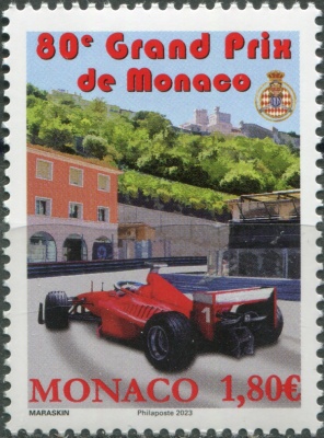 Монако. 2023. 80-й Гран-при Монако (Почтовая марка. MNH OG)