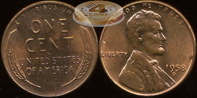 США. 1 цент. 1958.D (Unc)