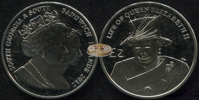 Южная Георгия и Южные Сандвичевы о-ва. 2 фунта. 2012 (Unc)