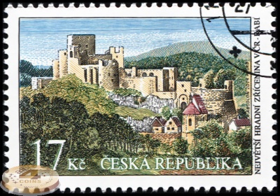 Чехия. 2015. Раби - крупнейшие руины замка в Чехии (Почтовая марка. CTO Гашеная)