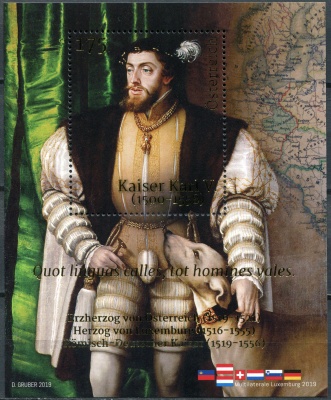 Австрия. 2019. Император Карл V (1550-1558) (Почтовый блок. MNH OG)
