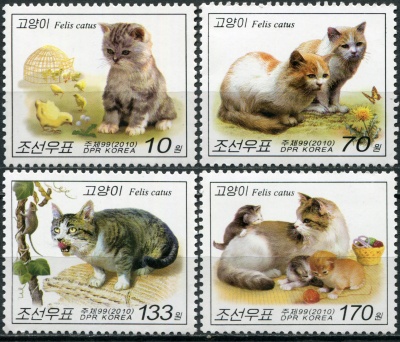 КНДР. 2010. Кошки (Серия Почтовых марок. MNH OG)