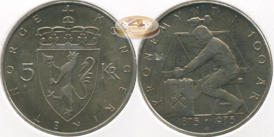 Норвегия. 5 крон. 1975 (Unc)