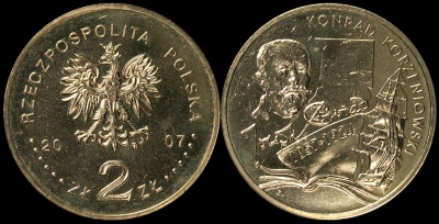 Польша. 2 злотых. 2007 (Unc) Юзеф Коженёвский. Джозеф Конрад