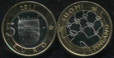 Финляндия. 5 евро. 2011 (Unc. Биметалл) Провинция Аландские о-ва