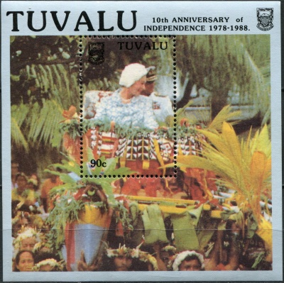 Тувалу. 1988. 10 лет независимости Тувалу (II) (Блок. MNH OG)