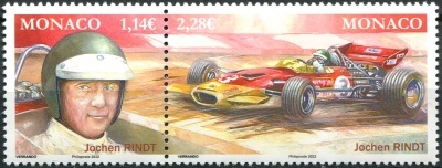 Монако. 2022. Легендарные пилоты Формулы-1. Йохен Риндт, 1942-1970 (Сцепка. MNH OG)