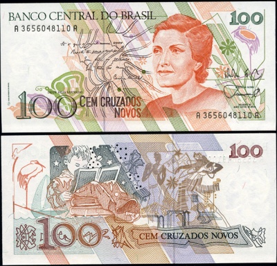 Бразилия. 100 новых крузадо (Unc) 1989