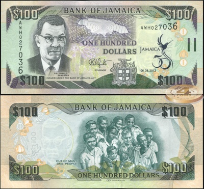 Ямайка. 100 долларов (Unc) 2012