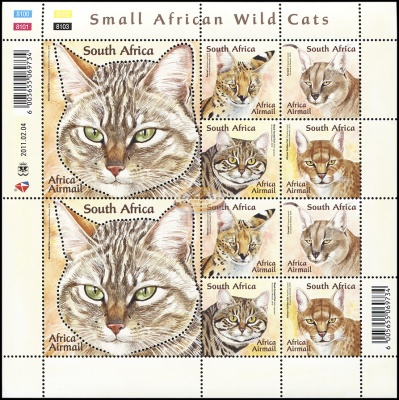 Южная Африка. 2011. Малые Дикие Кошки Африки (Малый лист. MNH OG)