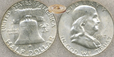 США. 1/2 доллара. 1957 (BU. Серебро / MS-66, слаб)