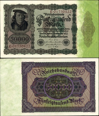 Германия (Веймарская респ.). 50000 марок (Unc) 1922