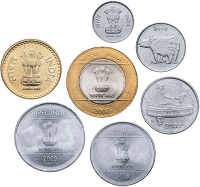 Индия. Набор №4 (7 монет. 1 биметалл) 1989-2010