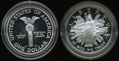 США. 1 доллар. 1989.S (Proof. Серебро)
