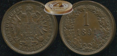 Австрия (Австрийская имп.). 1 крейцер. 1891 (Unc)