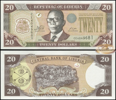 Либерия. 20 долларов (Unc) 2009