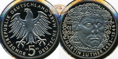 Германия [ФРГ]. 5 марок. 1983.G (Proof)