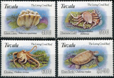 Тувалу. 1993. Морские животные рифовой зоны (Серия. MNH OG)