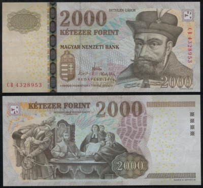 Венгрия. Банкнота 2000 форинтов. 2010. Unc. Бумага. Кат.# P.198c