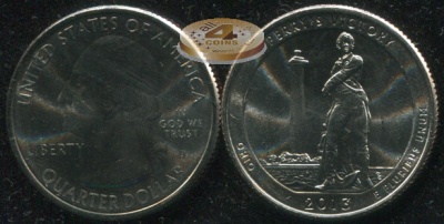 США. Монета 25 центов [Квотер]. 2013.D (KM#543. Unc) Perry's Victory [Ohio]