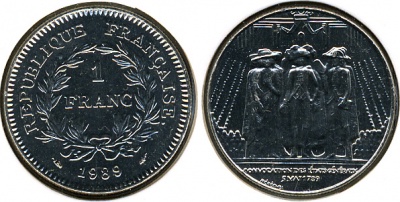 Франция. 1 франк. 1989 (Unc)