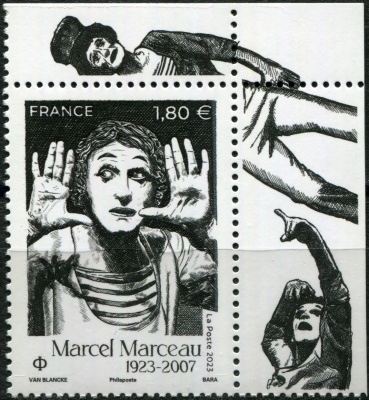 Франция. 2023. 100-летие со дня рождения Марселя Марсо, мима (I) (Почтовая марка. MNH OG)