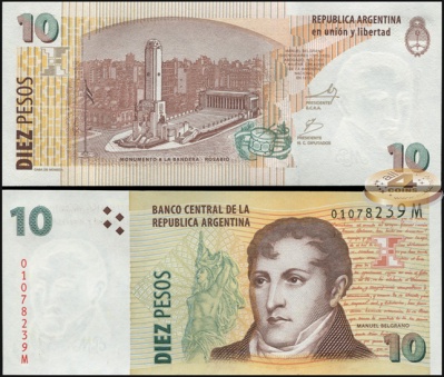 Аргентина. 10 песо (Unc) 2010