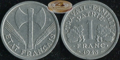 Франция. 1 франк. 1943 (Unc)