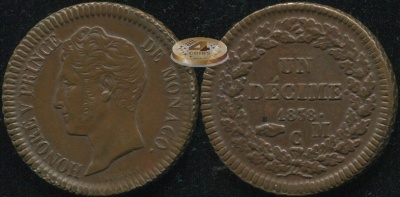 Монако. 1 дециме. 1838.M (Unc)