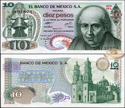Мексика. 10 песо (Unc) 1977