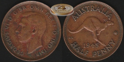 Австралия. 1/2 пенни. 1945 (VF)