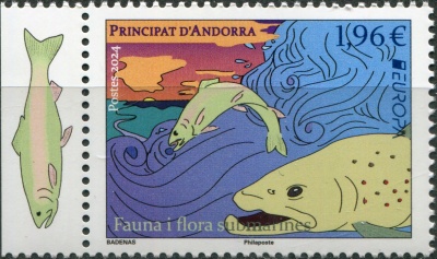 Андорра Французская. 2024. Подводная флора и фауна (II) (Почтовая марка. MNH OG)
