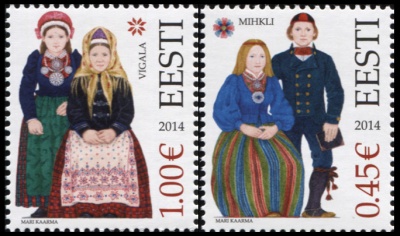 Эстония. 2014. Костюмы волостей Микли и Вигала (Серия Почтовых марок. MNH OG)