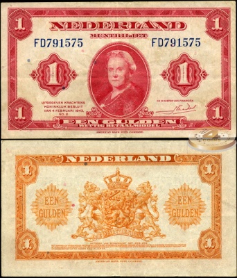 Нидерланды. 1 гульден (aXF) 1943
