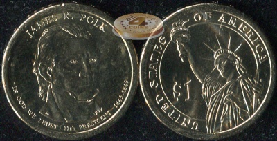 США. 1 доллар. 2009.P (Unc) Джеймс Нокс Полк