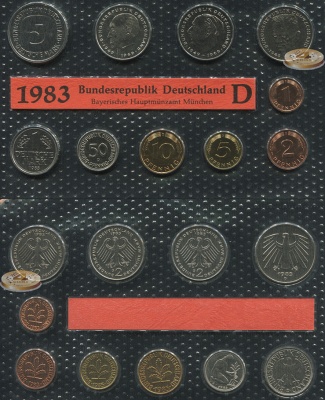 Германия (ФРГ). Официальный набор (Unc. 10 монет) 1983.D