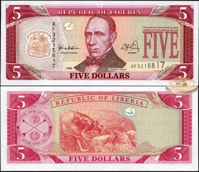 Либерия. 5 долларов (Unc) 1999