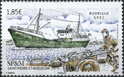 Сен-Пьер и Микелон. 2023. Траулерное судно "Rodrigue" (Почтовая марка. MNH OG)