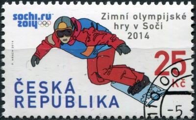 Чехия. 2014. Зимняя Олимпиада в Сочи 2014. Сноуборд (Почтовая марка. CTO Гашеная)