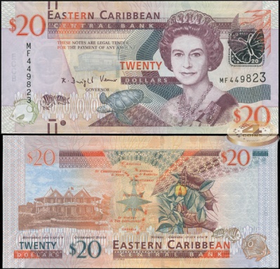 Восточные Карибы. 20 долларов (Unc) 2012