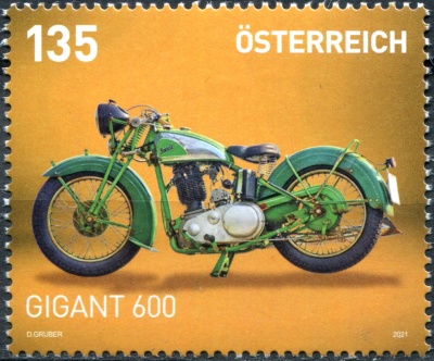 Австрия. 2021. Мотоциклы. Gigant 600 (Почтовая марка. MNH OG)