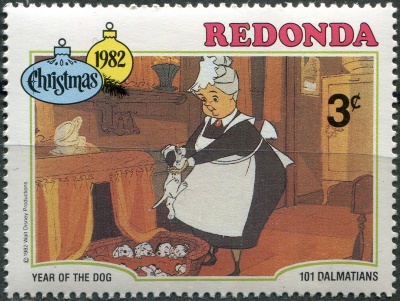 Редонда. 1982. Няня со щенками (Почтовая марка. MNH OG)