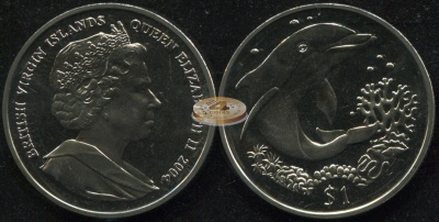 Британские Виргинские о-ва. Монета 1 доллар. 2004 (KM#286. Unc) Дельфин Афалина