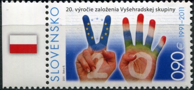 Словакия. 2011. 20-летие Вишеградской группы (Почтовая марка. MNH OG)
