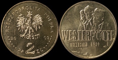 Польша. 2 злотых. 2009 (Unc) Сентябрь 1939 — Вестерплатте