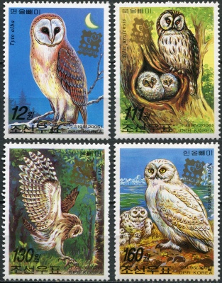 КНДР. 2006. Совы (надпечатка) (Серия Почтовых марок. MNH OG)